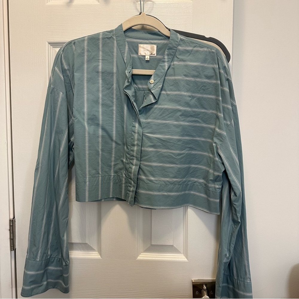 Striped Blue Long Sleeve Blouse
